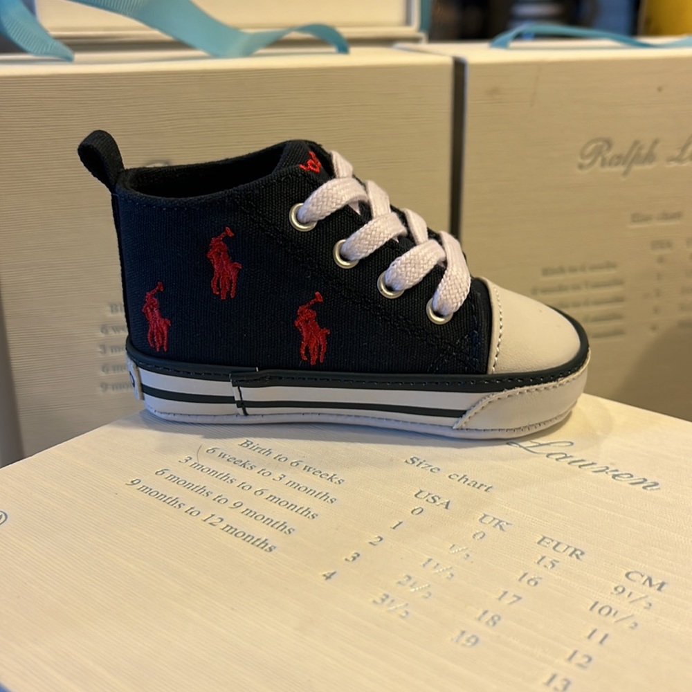 Polo Ralph Lauren Hamptyn HI baby infant crib shoes booties new 3-6 month size 2 - Picture 7 of 13